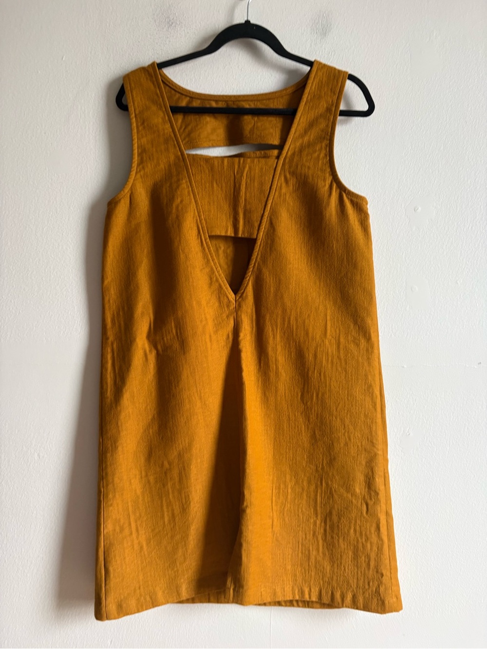 Melow Sz 10 Agave Mustard Yellow Cut Out Knee Length Cotton Dress - Picture 4 of 11